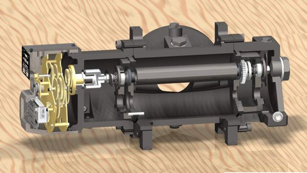 Rotary gas meter cutaway