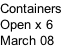Containers Open x 6  March 08
