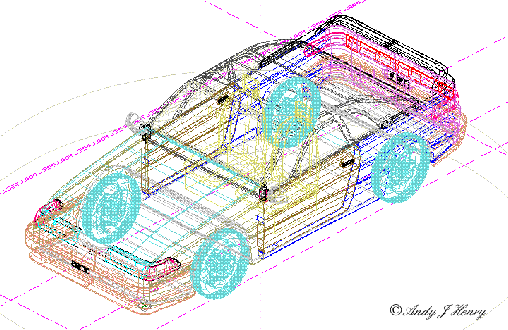 car drawing wireframes