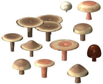 wooden mushrooms